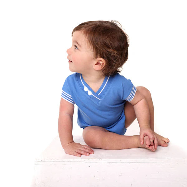 Kix728 blue embroidered romper (SZ 9-24m)