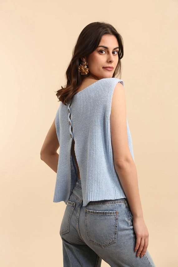 Nais Button Back Sleeveless Top ( One Size )