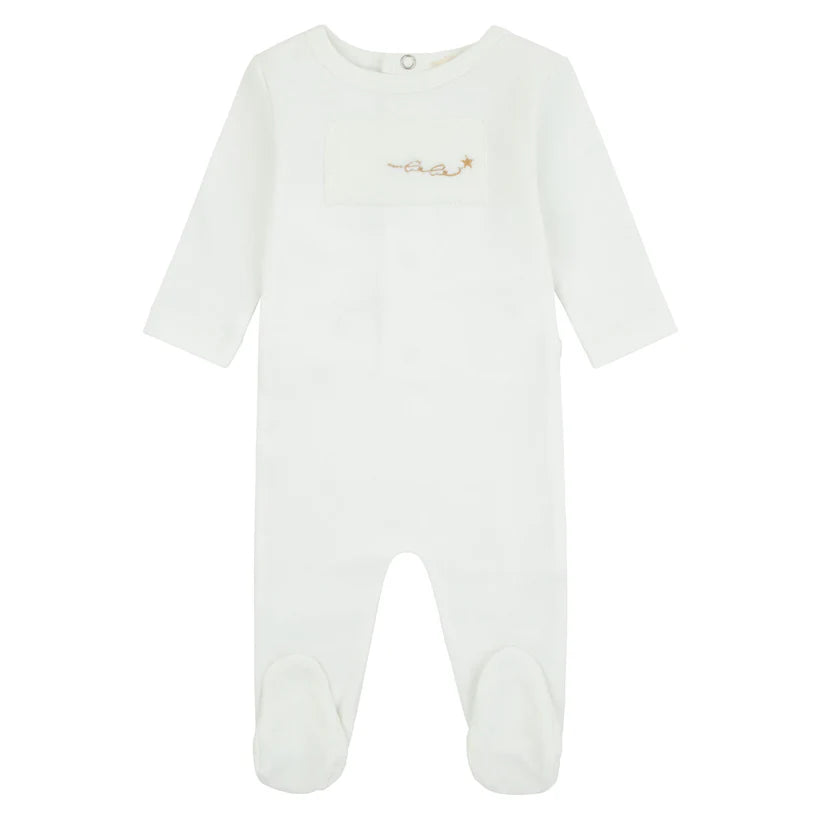 Noggi velour patch footie (SZ 3-6m)
