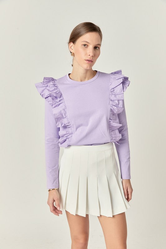 English Factory lavender ruffle t-shirt (XS -L)