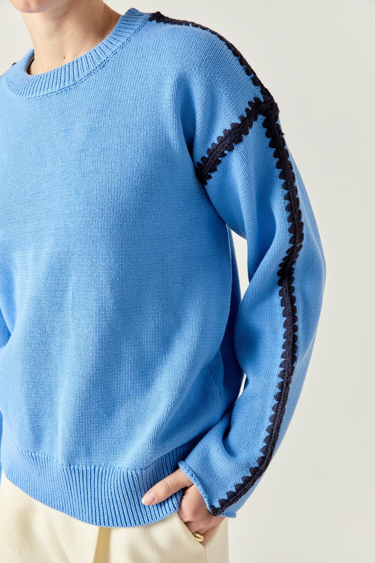 English Factory blue stitched sweater (SZ XS-L)