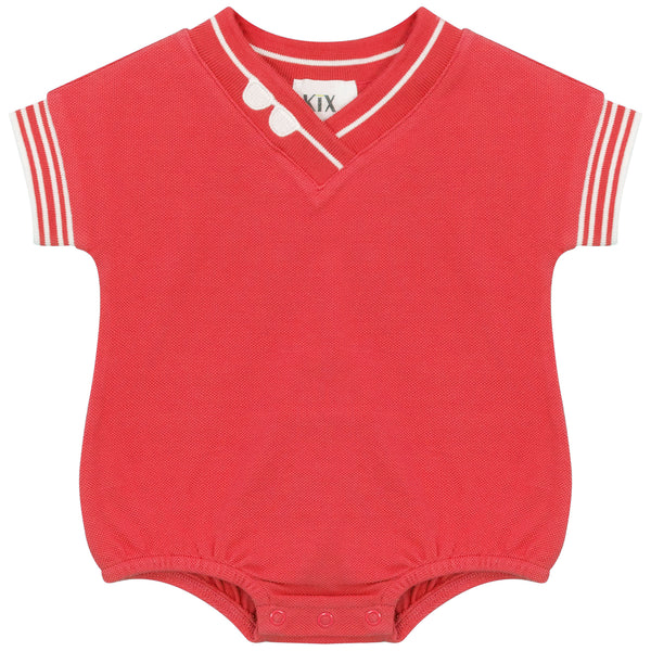 Kix728 raspberry embroidered romper (SZ 9-18m)