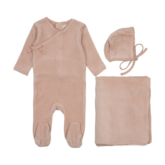 Mema401 velour wrap footie (SZ 3-12m)