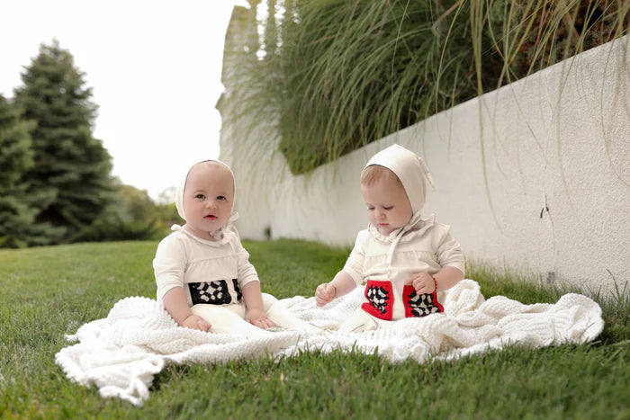 Miss Mini Patch Shabbos Romper ( Sz 9M-12M)