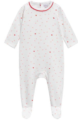 Oubon Heart Print Footie ( Sz 3M-9M)