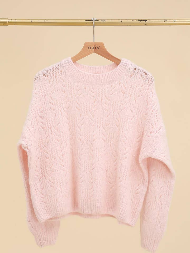 Nais pink openwork sweater (SZ O/S)