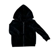 Load image into Gallery viewer, Ibis595 Girls Black Velour Hoodie ( Sz 2-14)
