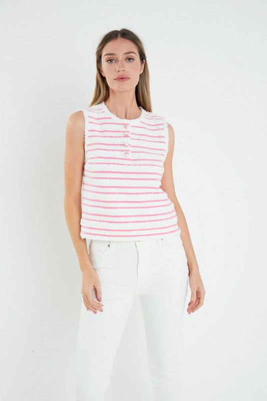 English Factory pink striped vest (SZ XS -L)