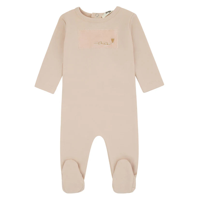 Noggi velour patch footie (SZ 3-6m)