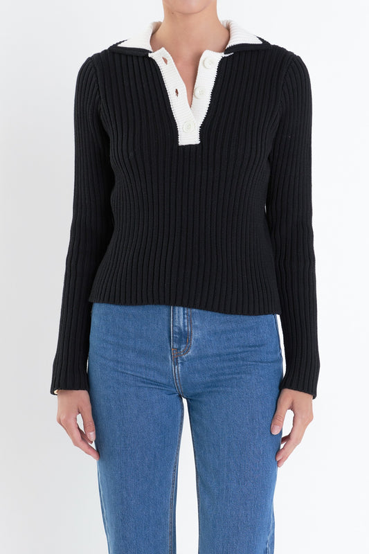 English Factory contrast collar sweater (SZ XS-L)