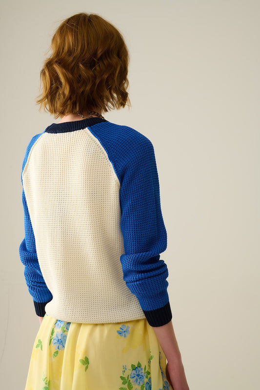 Q2 contrast sleeve sweater (SZ S-L)