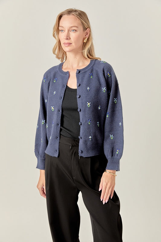 English Factory beads floral cardigan (SZ XS-L)
