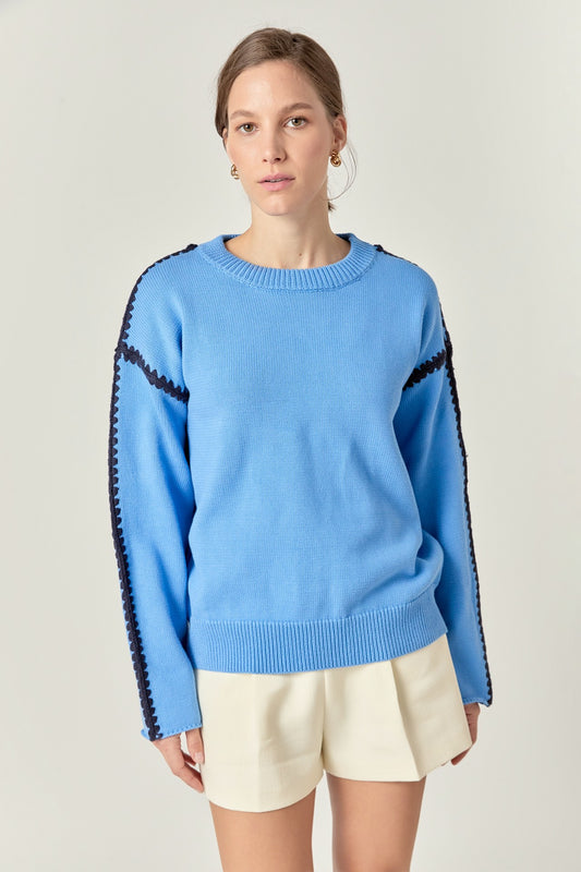 English Factory blue stitched sweater (SZ XS-L)