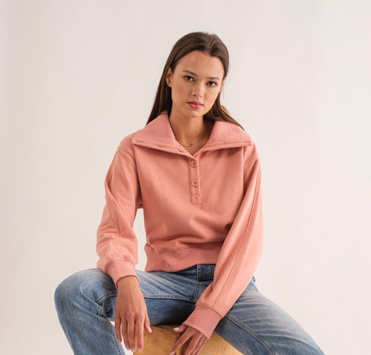 The Greii Pink Button Up Sweat ( Sz S-L)