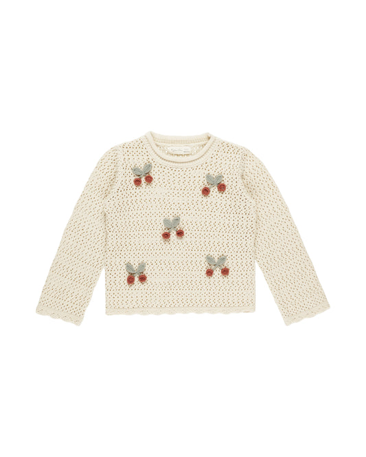 Rylee Cru732 knit cherry sweater (SZ 2-8yr)