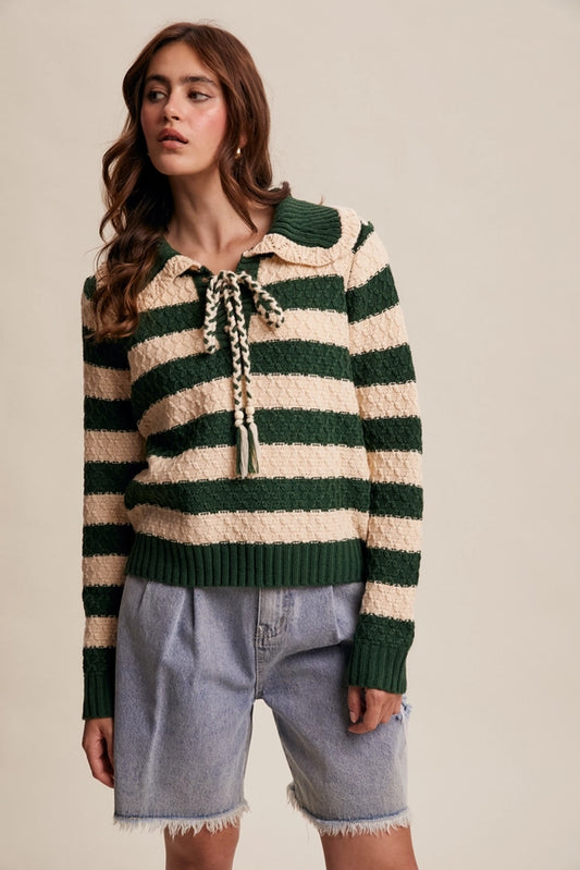 Listicle contrast striped sweater (SZ S-L)