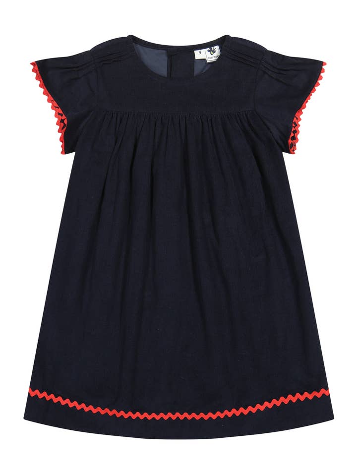 Busy Bees navy cord. dress (SZ 2-8)