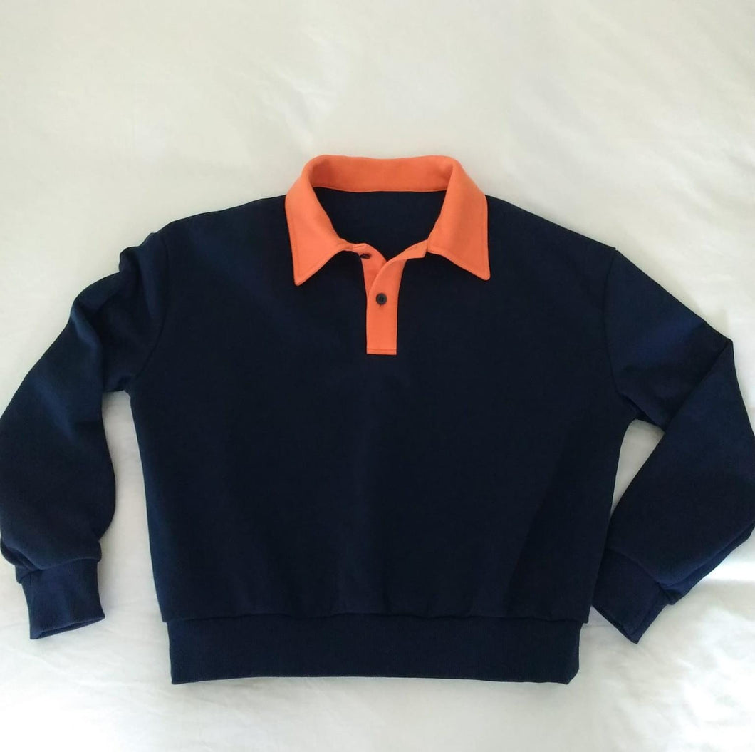 Bunny Kids Navy Sweatshirt with orange Collar ( Sz  2 - 16 )