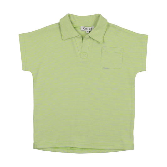 Kin Kin green striped polo (SZ 3-8yr)