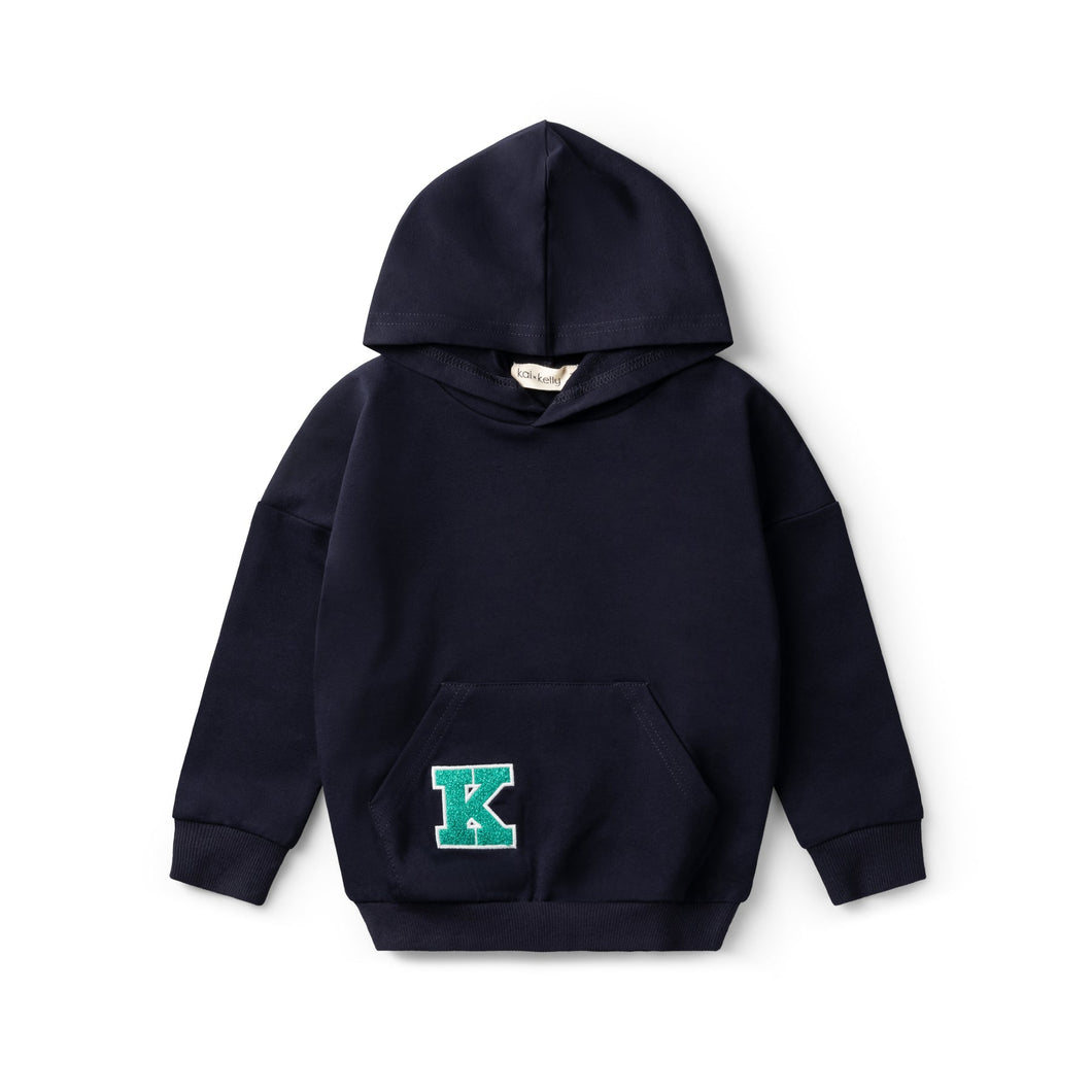 Kai & Kelly navy hoodie (SZ 12m-5yr)