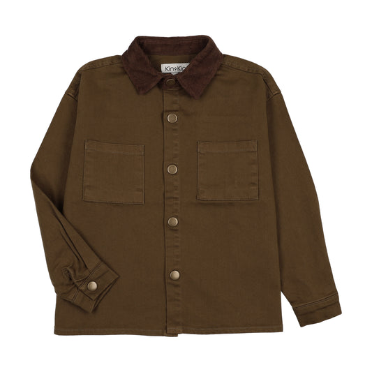 Kin Kin Green Bronze Chambray Pocket Shirt ( Sz 3-12)
