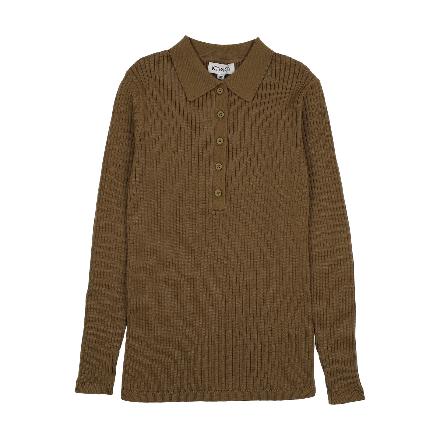 Kin Kin Green Bronze Ribbed Knit Sweater Polo ( Sz 10-20)