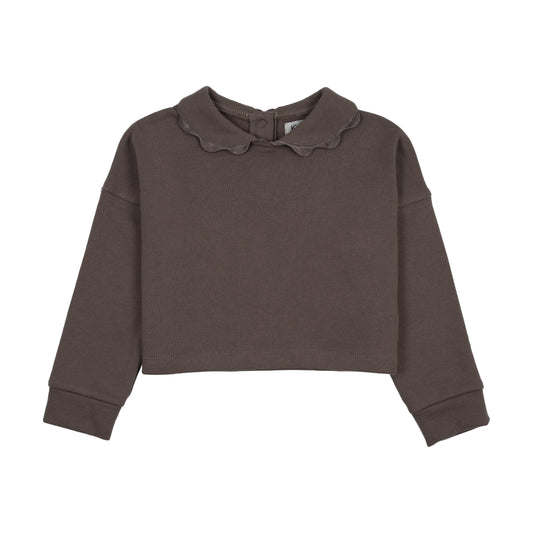 Kin Kin Chestnut Lace Edge Collar Sweatshirt ( Sz 2-12)