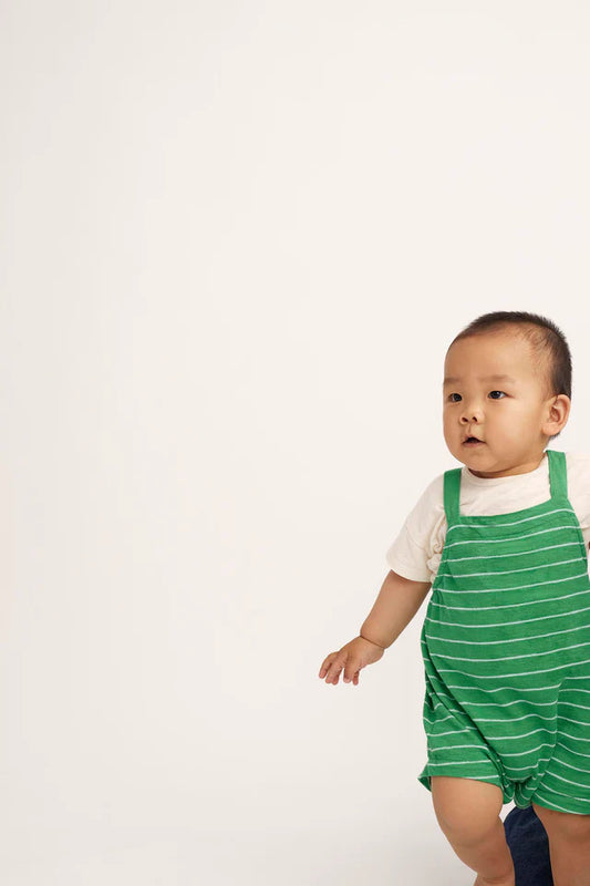 Cozmo green striped overall (SZ 12-24m)