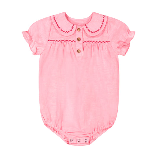 Retro Linen Ric Rac Baby Romper ( Sz 12M-2)