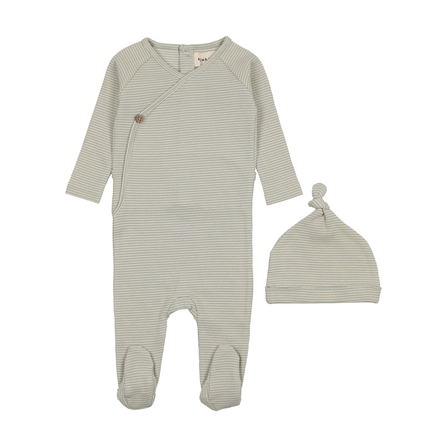 Mema Thin Striped Footie + Beanie M301 ( Sz 3M-12M)