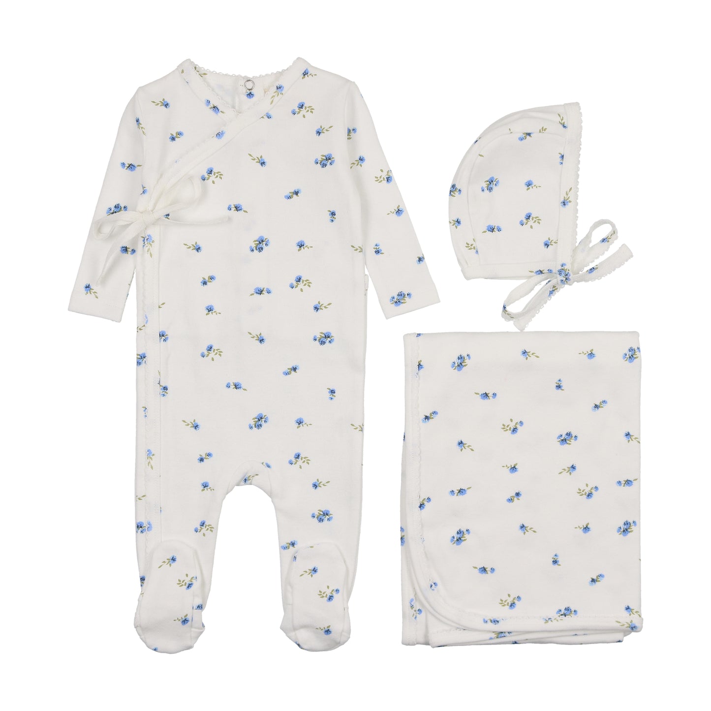 Mema Pointelle Floral 3 PC Set M307-3 ( Sz 3M-6M)