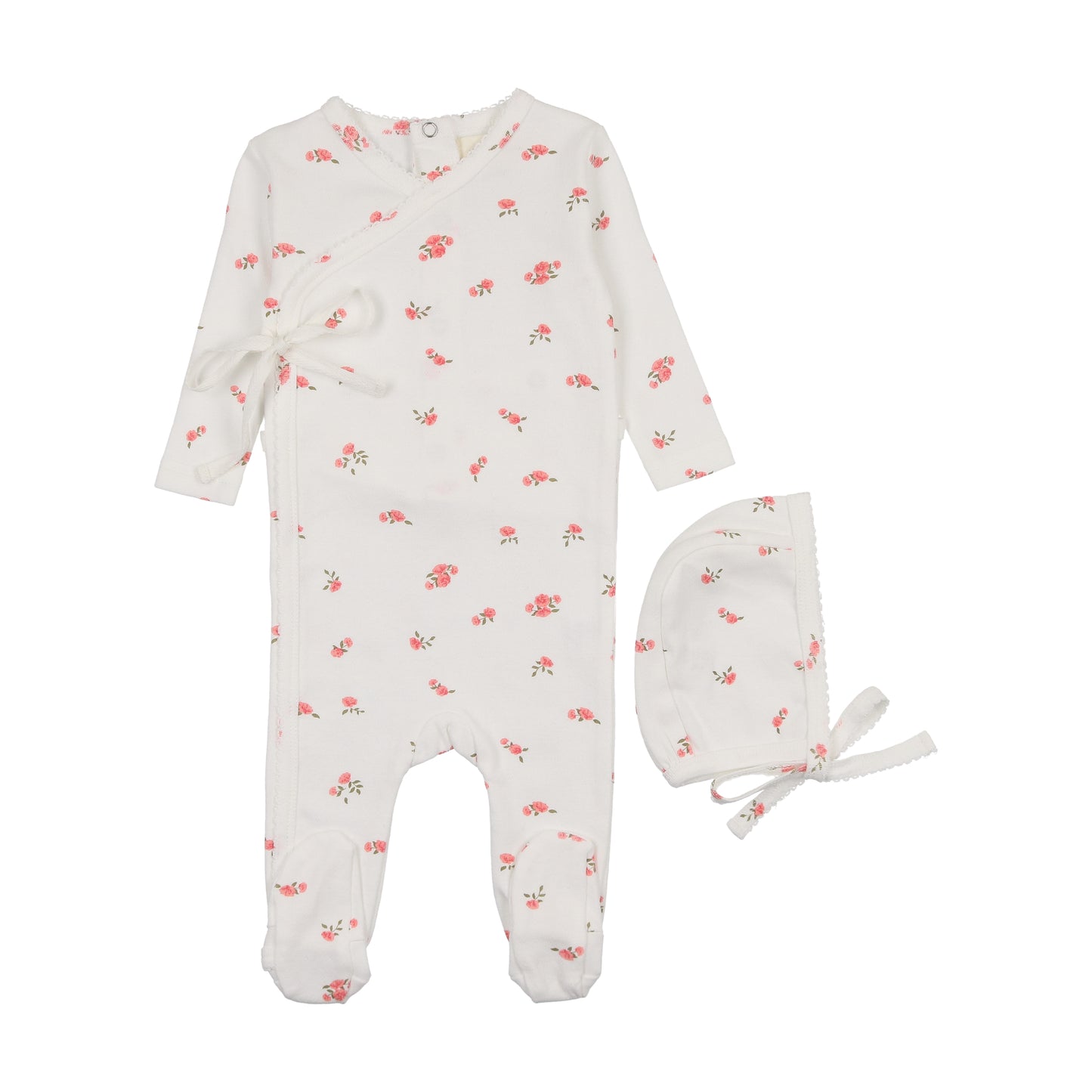 Mema Pointelle Floral Side Snap M307 ( Sz 9M-12M)