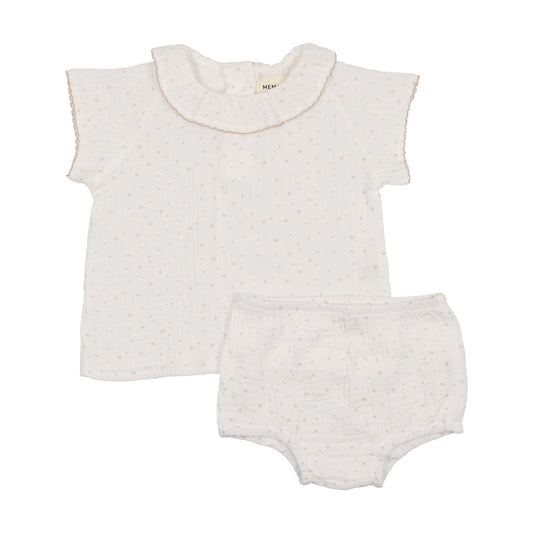 Mema Gauze Collar Shirt + Bloomer M315( Sz 12M-3YR)