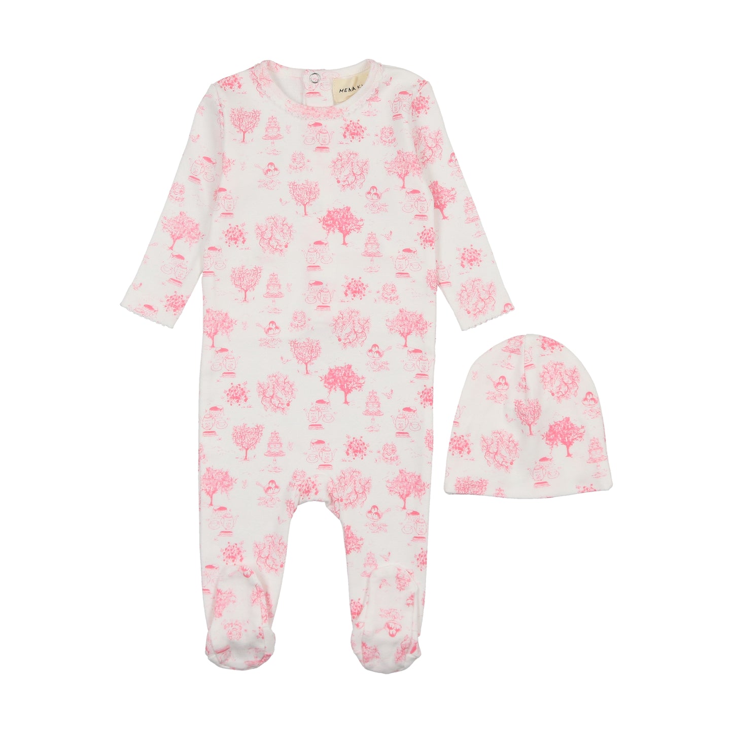 Mema Toile Print Footie +Beanie M337 ( Sz 9M-12M)