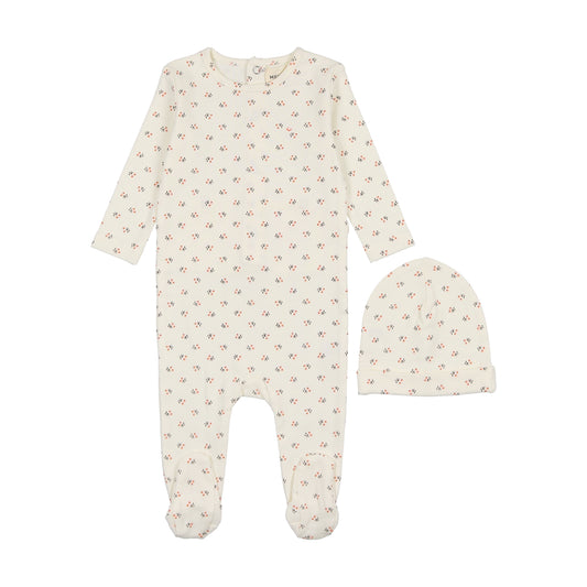 Mema Bud Print Footie + Beanie M339 ( Sz 3M-12M)