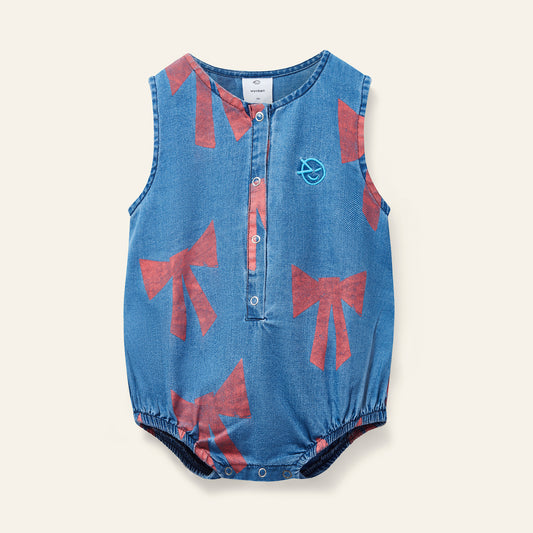 Wynken denim bow romper (SZ 9-24m)