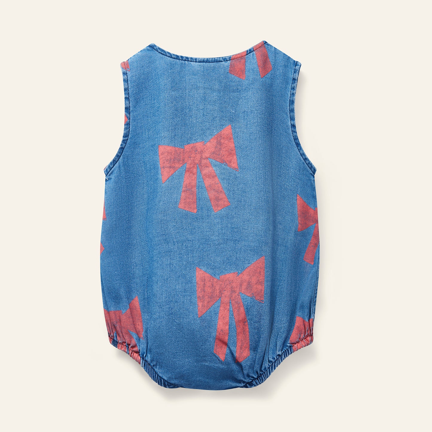 Wynken denim bow romper (SZ 9-24m)