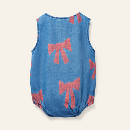 Wynken denim bow romper (SZ 9-24m)