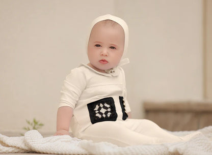 Miss Mini Patch Shabbos Romper ( Sz 9M-12M)