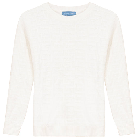 Pompomme Textured Cream Sweater ( Sz 4-14)