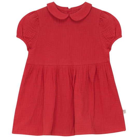 Pompomme berry gauze dress (SZ 2-4)