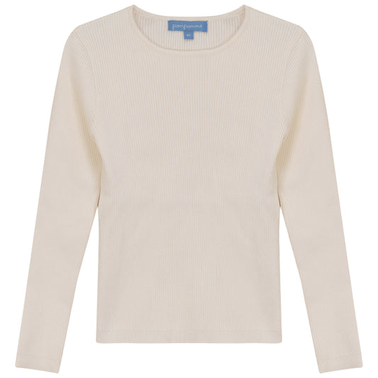 Pompomme cream ribbed t-shirt (SZ 10-16)