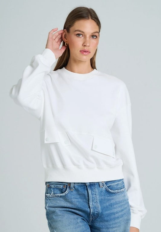 The Greii white pocket sweatshirt (SZ S-L)