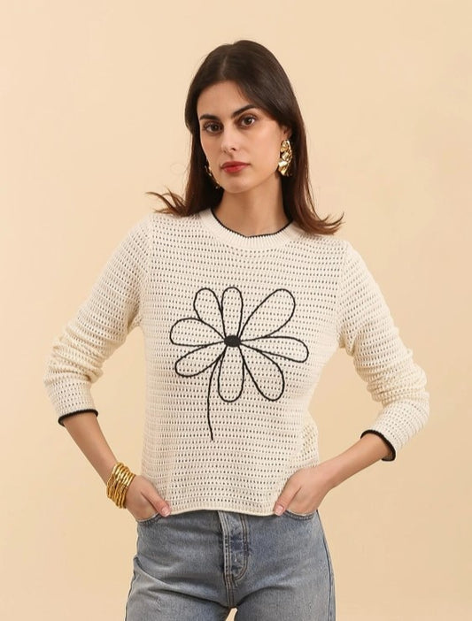 Daphnea embroidered sweater (SZ S-L)