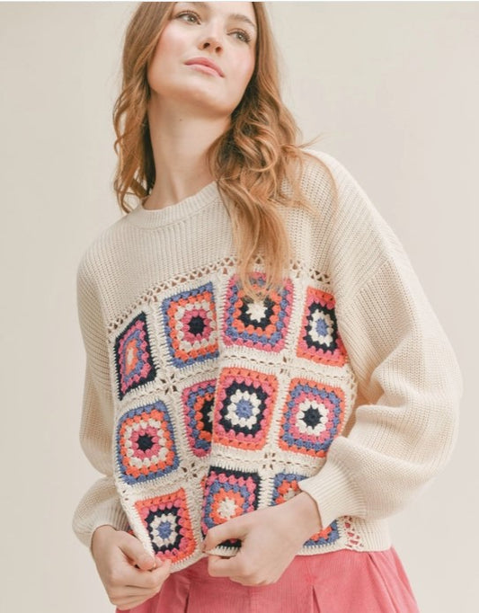 Sadie Sage crochet sweater (SZ XS-M)