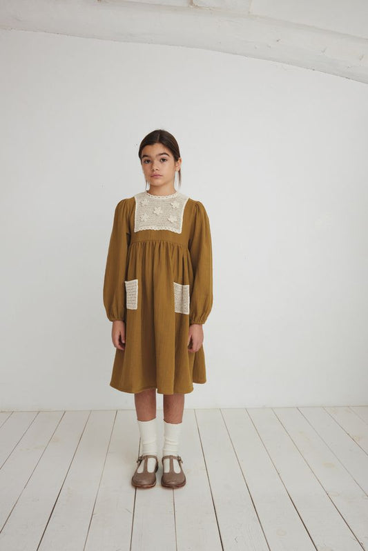Bebe Organic myla mustard dress (SZ 3-12)