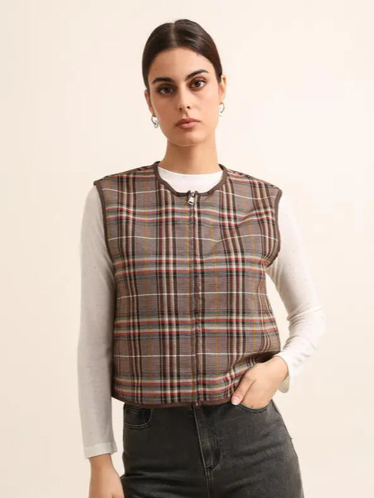 Daphnea plaid vest (SZ S-L)