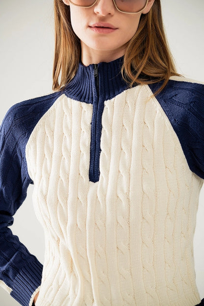 Q2 cabled zip up sweater (SZ S-L)