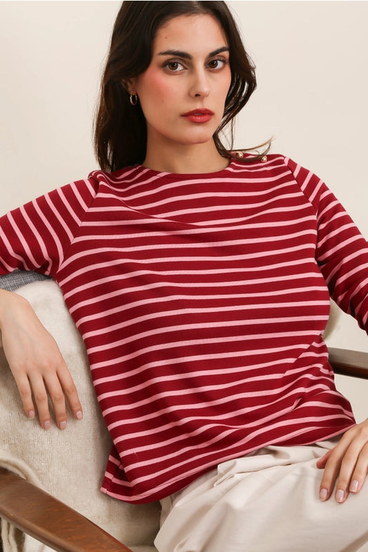Daphnea pink striped t-shirt (SZ S-L)