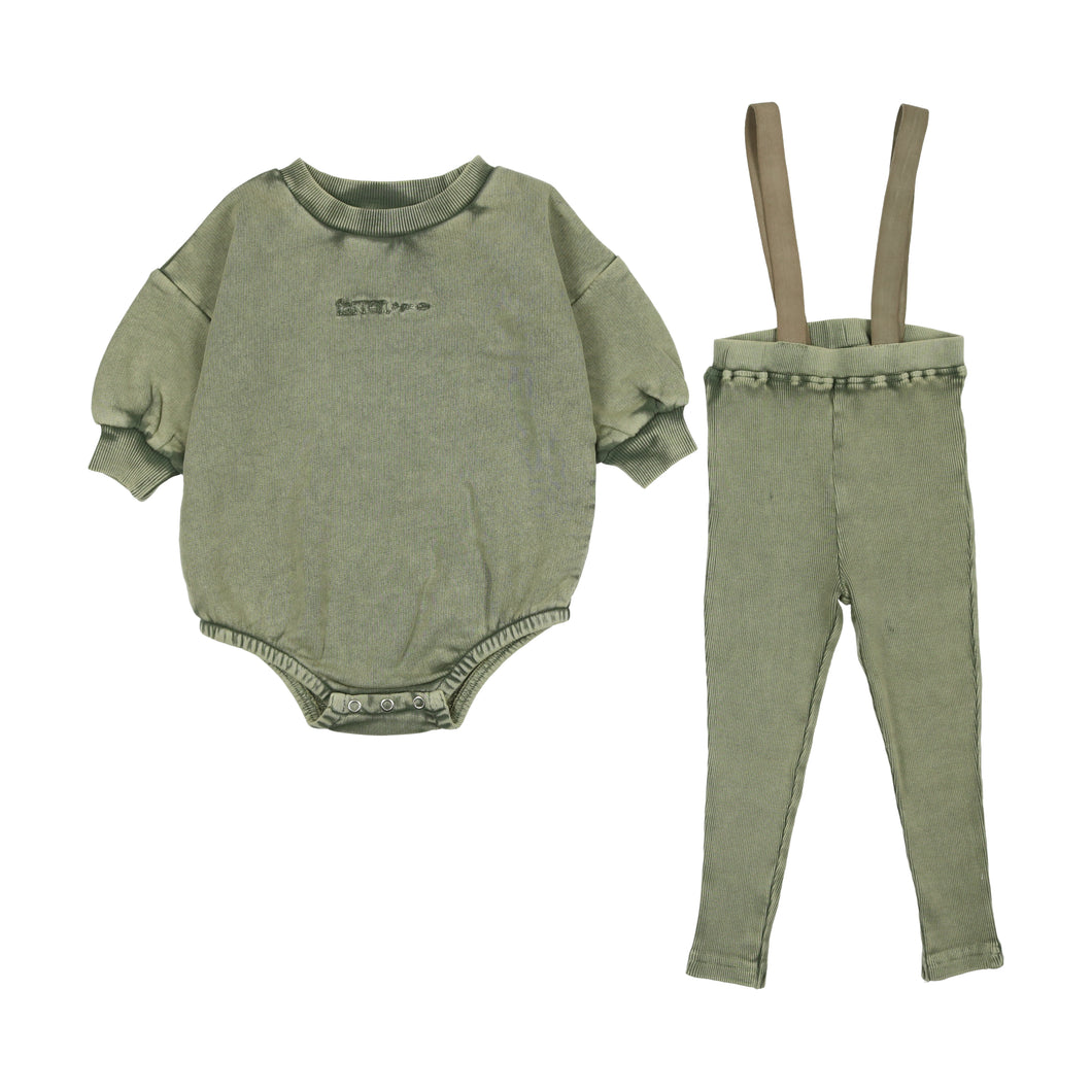 Farren +Me washed overall set (SZ 12m-3yr)